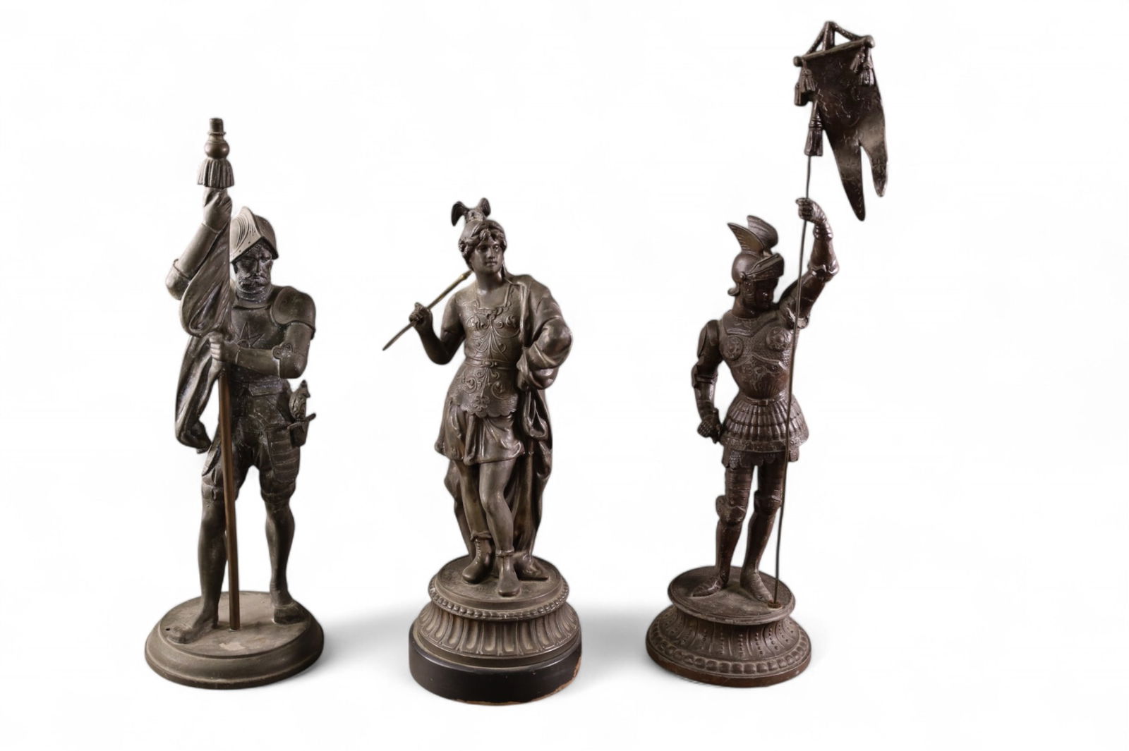 3 ROMAN STYLE SPELTER STATUES (1 of 2)
