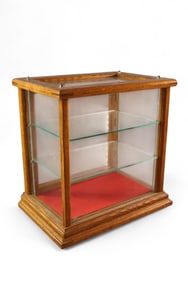 ANTIQUE OAK TABLE TOP SHOWCASE
