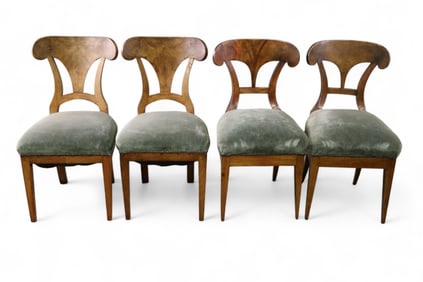 2 PAIRS OF 1800'S BIEDERMEIER STYLE CHAIRS