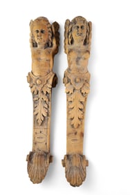 PAIR OF ANTIQUE FIGURAL CARVINGS