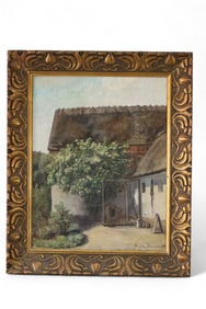 COTTAGE SCENE OIL PAINTING
