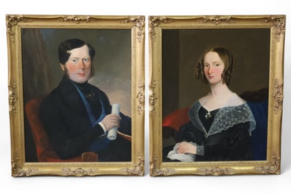 PAIR OF ANTIQUE PORTRAIT PAINTINGS