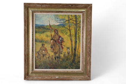 CHARLES WINFIELD MILLER NATIVE AMERICAN OIL PAINTI