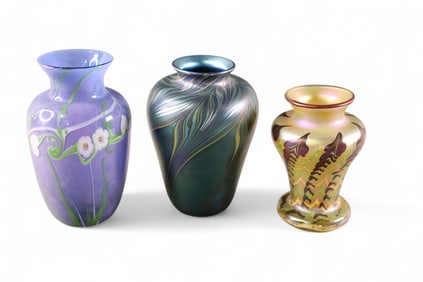 3 ART GLASS VASES