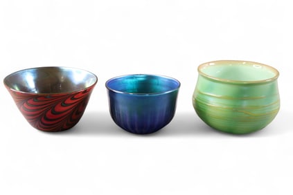 3 ART GLASS BOWLS