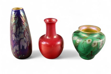 3 ART GLASS VASES