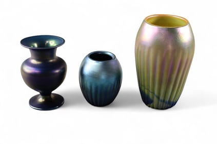 3 ART GLASS VASES