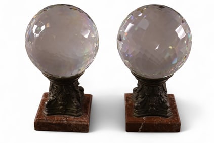 PAIR OF CRYSTAL BALL GARNITURES