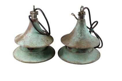 PAIR OF VERDIGRIS LIGHTS