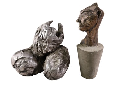 2 MCM FACE SCULPTURES