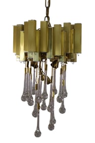 GOLD TONE TEAR DROP PRISM HANGING LIGHT