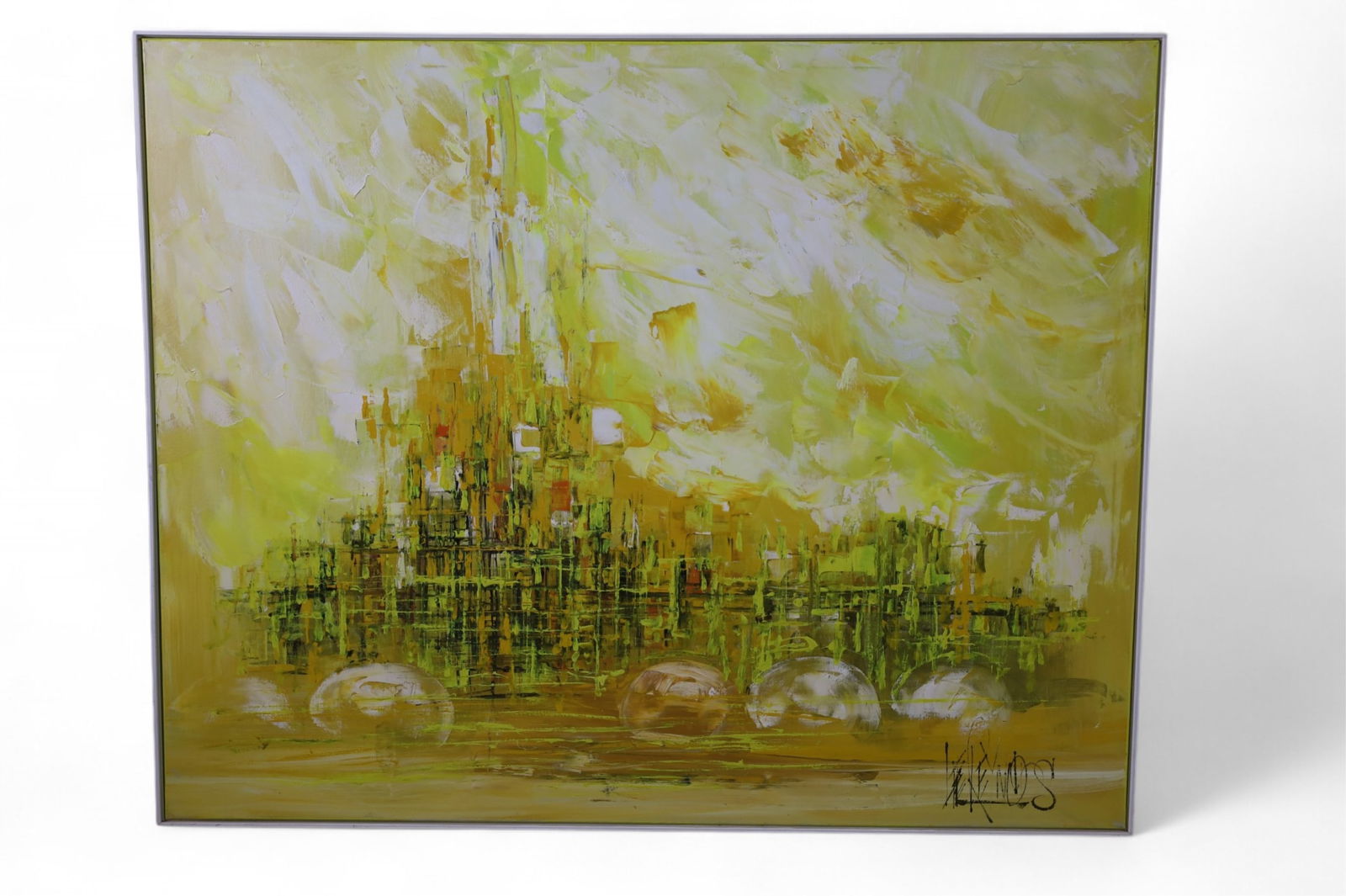 LARGE MID CENTURY MODERN ABSTRACT PAINTING (1 of 3)