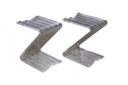 PAIR OF LUCITE END TABLES