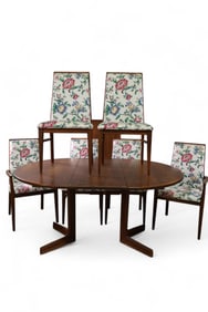 MID CENTURY MODERN DINING TABLE & 6 CHAIRS