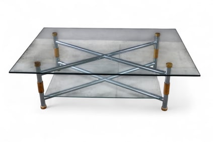 CHROME BASE GLASS TOP COFFEE TABLE