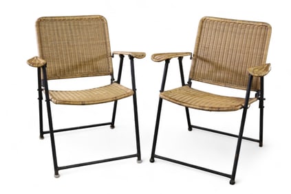 FOLDING RATTAN & METAL CHAIRS