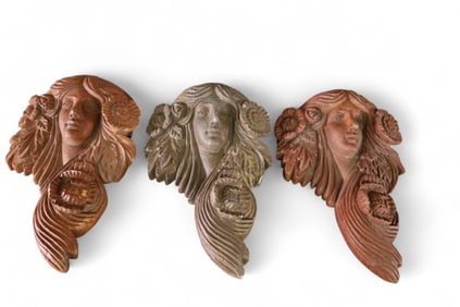SET OF 3 ART NOUVEAU STYLE FIGURAL PLAQUES