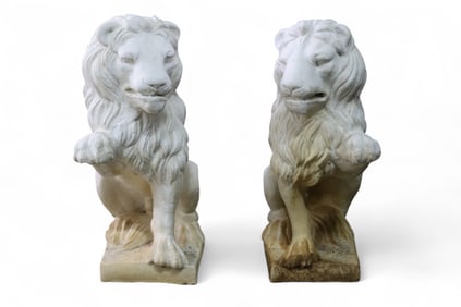 PAIR OF CONCRETE LIONS