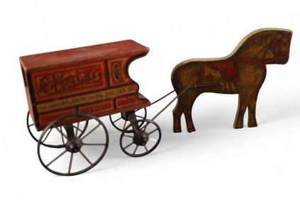 ANTIQUE GROCERY HORSE WAGON