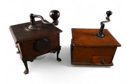 2 WOODEN COFFEE MILLS