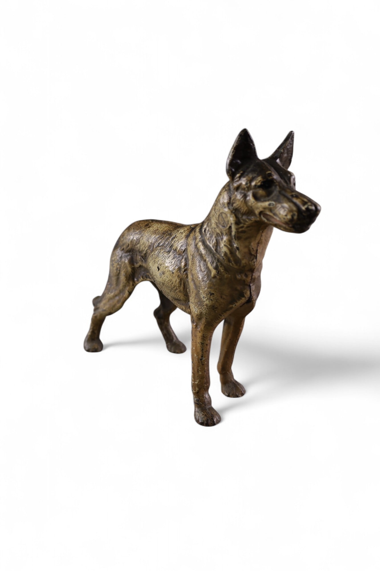 ANTIQUE GERMAN SHEPARD CAST IRON DOORSTOP: DOG FORM CAST IRON DOORSTOP. 13" L x 10" H