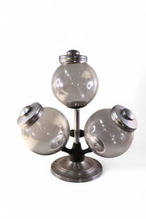 COUNTRY STORE CANDY DISPENSER: REVOLVING COUNTRY STORE CANDY DISPENSER, MISSING ONE JAR. 24" H. THIS ITEM EXCEEDS SIZE OR WEIGHT LIMITATIONS FOR IN HOUSE SHIPPING, MUST BE PICKED UP IN HOUSE OR SHIPPED VIA 3rd PARTY SHIPPER.