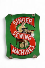 SINGER SEWING MACHINE W/ IMAGE PORCELAIN SIGN