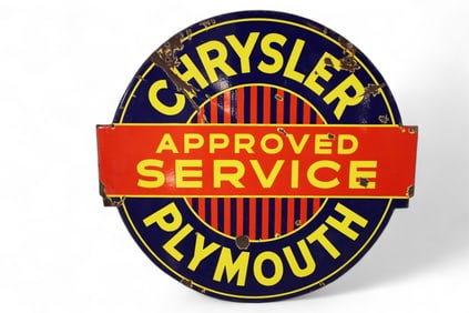 CHRYSLER PLYMOUTH APPROVED SERVICE PORCELAIN SIGN