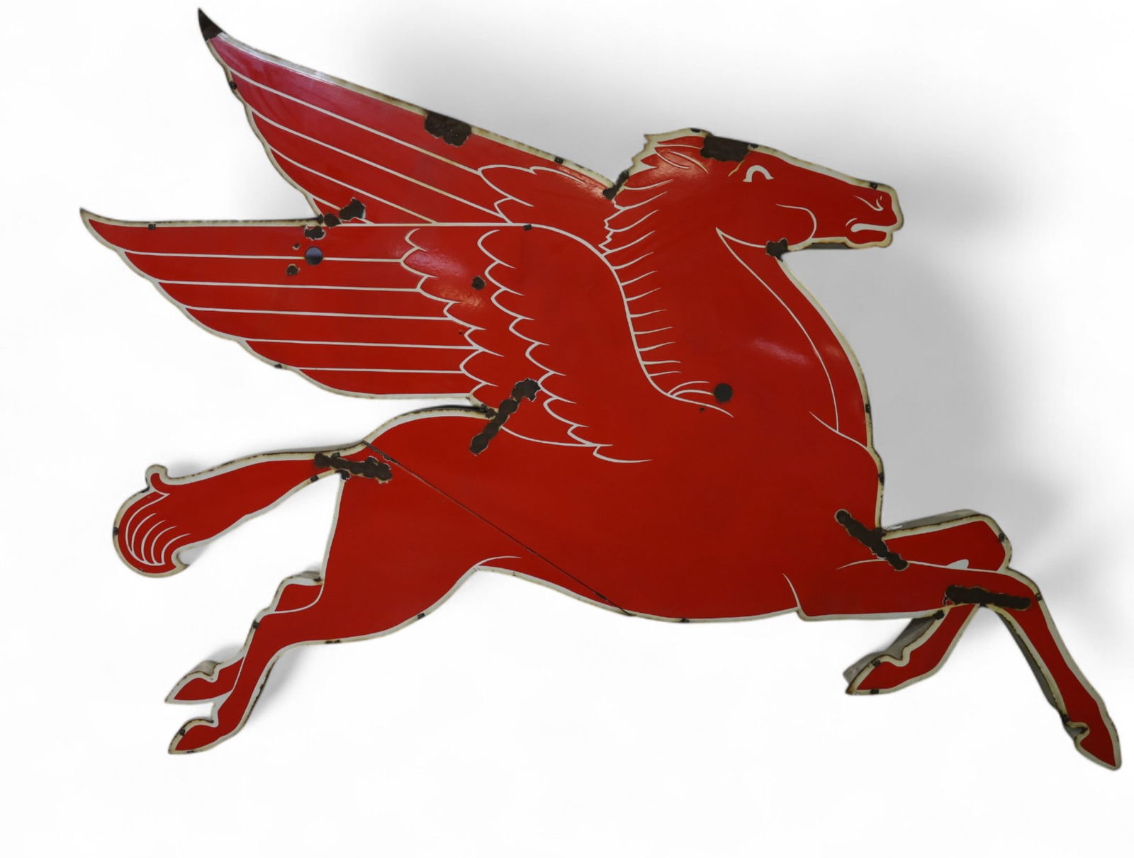 RARE (MOBIL) PEGASUS TWO-PIECE PORCELAIN SIGN