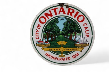 CITY OF ONTARIO PORCELAIN TRUCK SIGN (TAC)