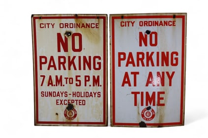2 NO PARKING AAA PORCELAIN SIGNS