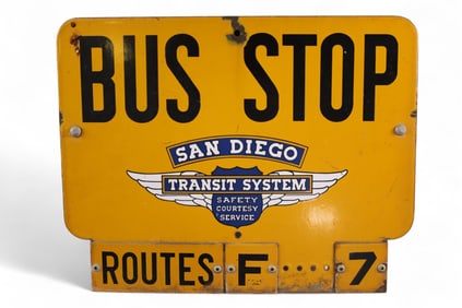 SAN DIEGO BUS STOP PORCELAIN SIGN