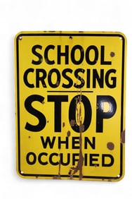 PORCELAIN SCHOOL CROSSING SIGN