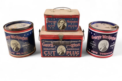 4 GEORGE WASHINGTON TOBACCO TINS
