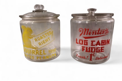 2 GENERAL STORE GLASS JARS