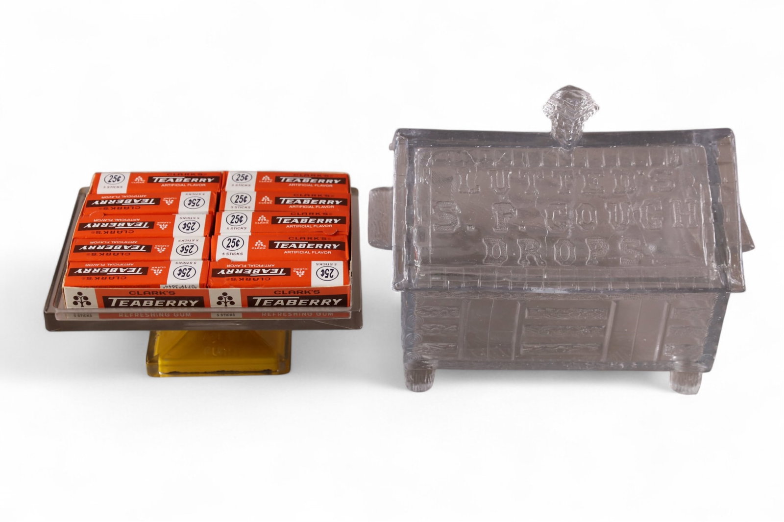 2 GLASS GUM & COUGH DROP DISPLAYS (1 of 3)