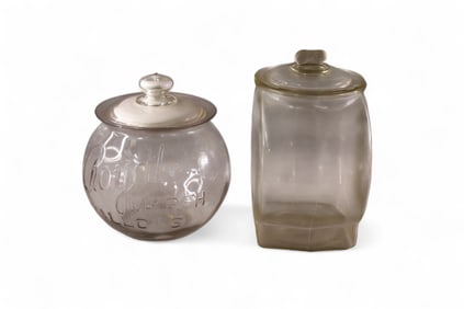 2 GERNERAL STORE GLASS JARS