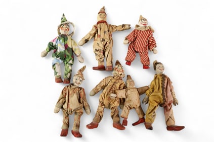 7 SCHOENHUT CIRCUS CLOWNS
