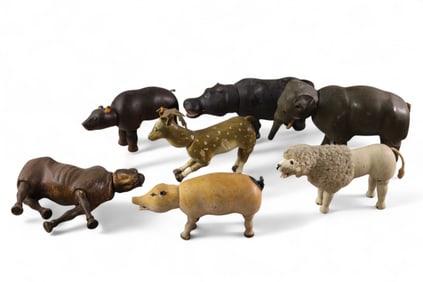7 SCHOENHUT GLASS EYE  ANIMALS