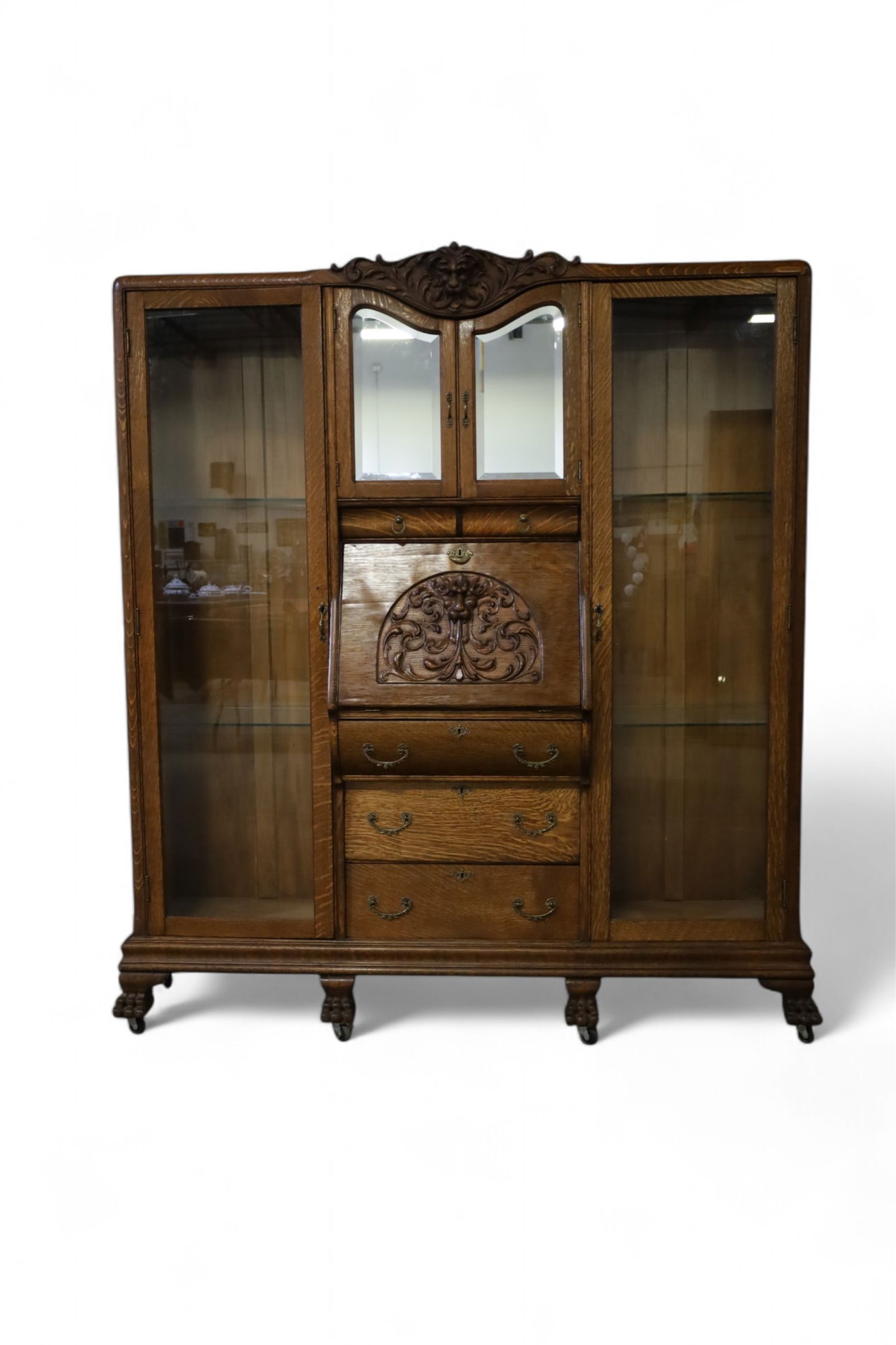 AMERICAN OAK SIDE BY SIDE SECRETARY (1 of 4)