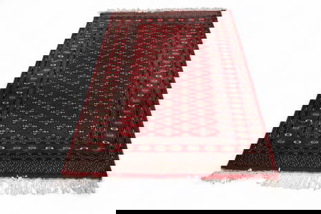 APPROX 4' 1" x 6' 5" HANDMADE WOOL RUG: HANDAMDE BOKARA WOOL RUG,