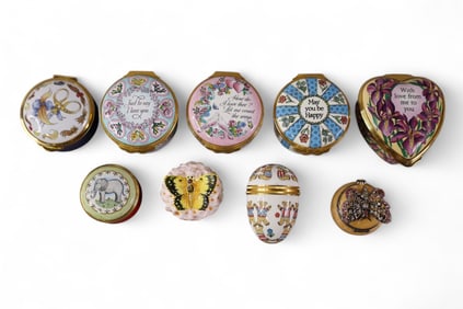 COLLECTION OF ENAMELED PILL BOXES