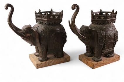 PAIR OF BRONZE ELEPHANTS