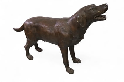 LARGE BRONZE DOG STATUE