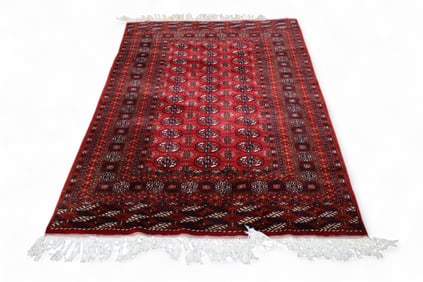 APPROX 4' x 6' 3" HANDMADE WOOL RUG
