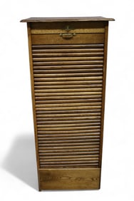 TAMBOUR DOOR OAK FILE CABINET