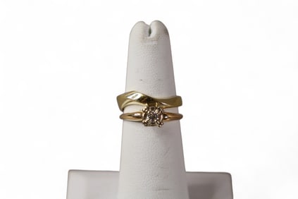 2 PIECE 18K & DIAMOND WEDDING SET