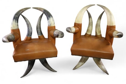PAIR OF STEER HORN CHAIRS