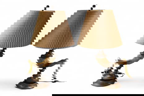 PAIR OF CHAPMAN HORN LAMPS: PAIR OF HORN FORM LAMPS, MARKED CHAPMAN. 25" H.