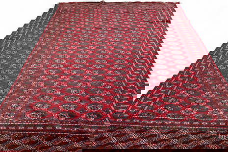 APPROX 7' 10" x 11' 7" HANDMADE WOOL RUG: LARGE HANDMADE WOOL BOKARA RUG.